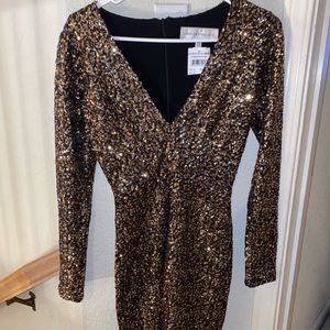 Bronze sequins mini dress